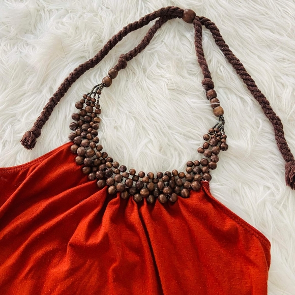 L8ter Beaded Halter Tie Top - Picture 2 of 4